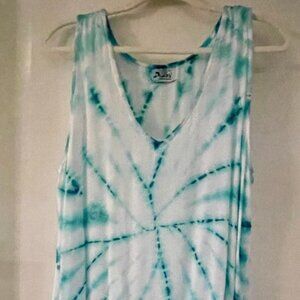 Casual Dunes beach/pool dress/cover, Aqua Blue tie-dye, Size LG